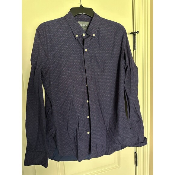 BONOBOS BLUE & RED CIRCLE BUTTON DOWN L - Picture 1 of 2